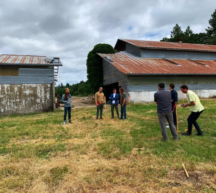 Crew deciding plans for planting the new vineyard