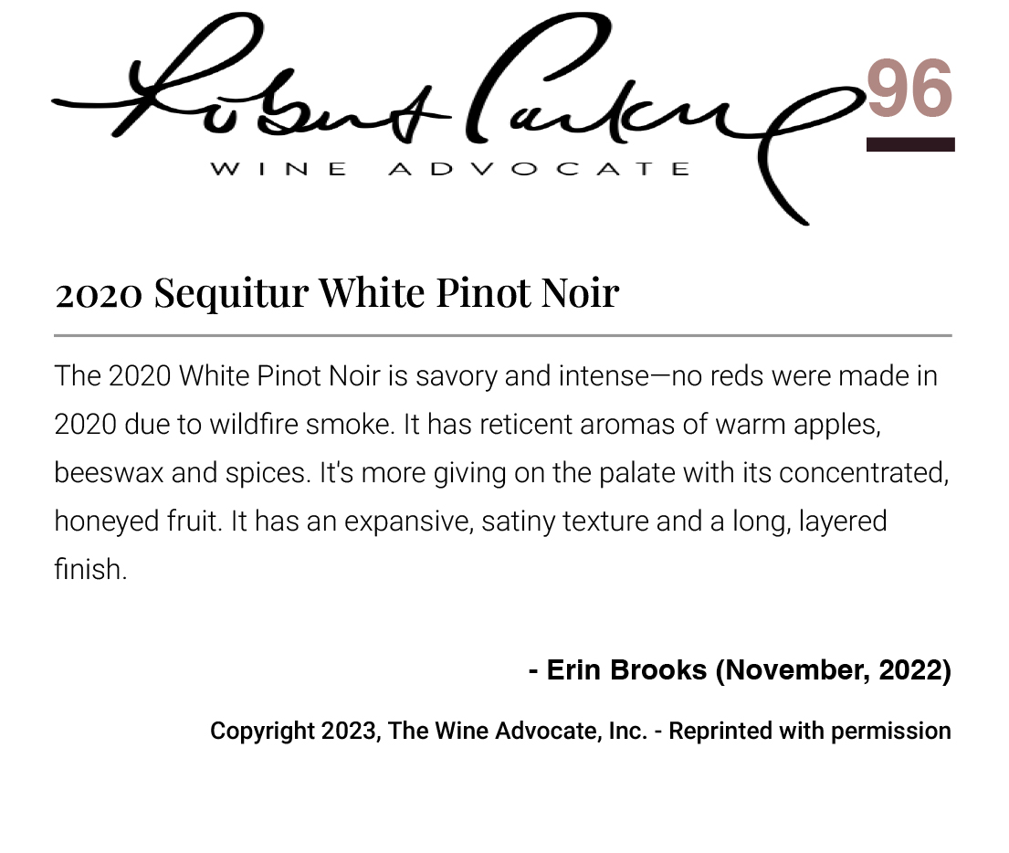 Description of 2021 Sequitur White Pinot Noir
